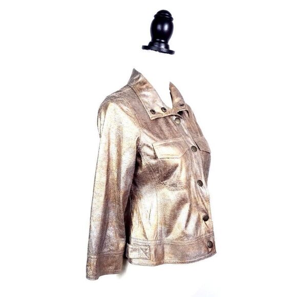 NEW NWT Ruby Rd. Tribal Reviva Multi Metallic Gold Glitter Jacket Size 6P - Picture 2 of 9